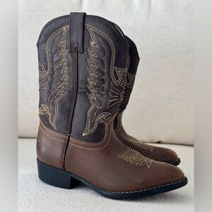 Durango Kids Authentic Western Cowboy Boots Brown, Size 1 (Unisex)